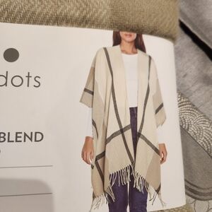 New three dots cashmere blend wrap one size fits all neutral Miranda plaid